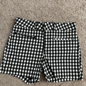 Anthropologie Black and White Gingham High Waist Shorts